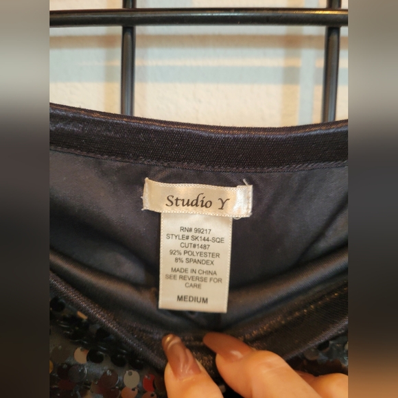 Studio Y Black Stretch Sequin Mini Skirt Christmas Gift NYE! New Condition - Picture 3 of 5